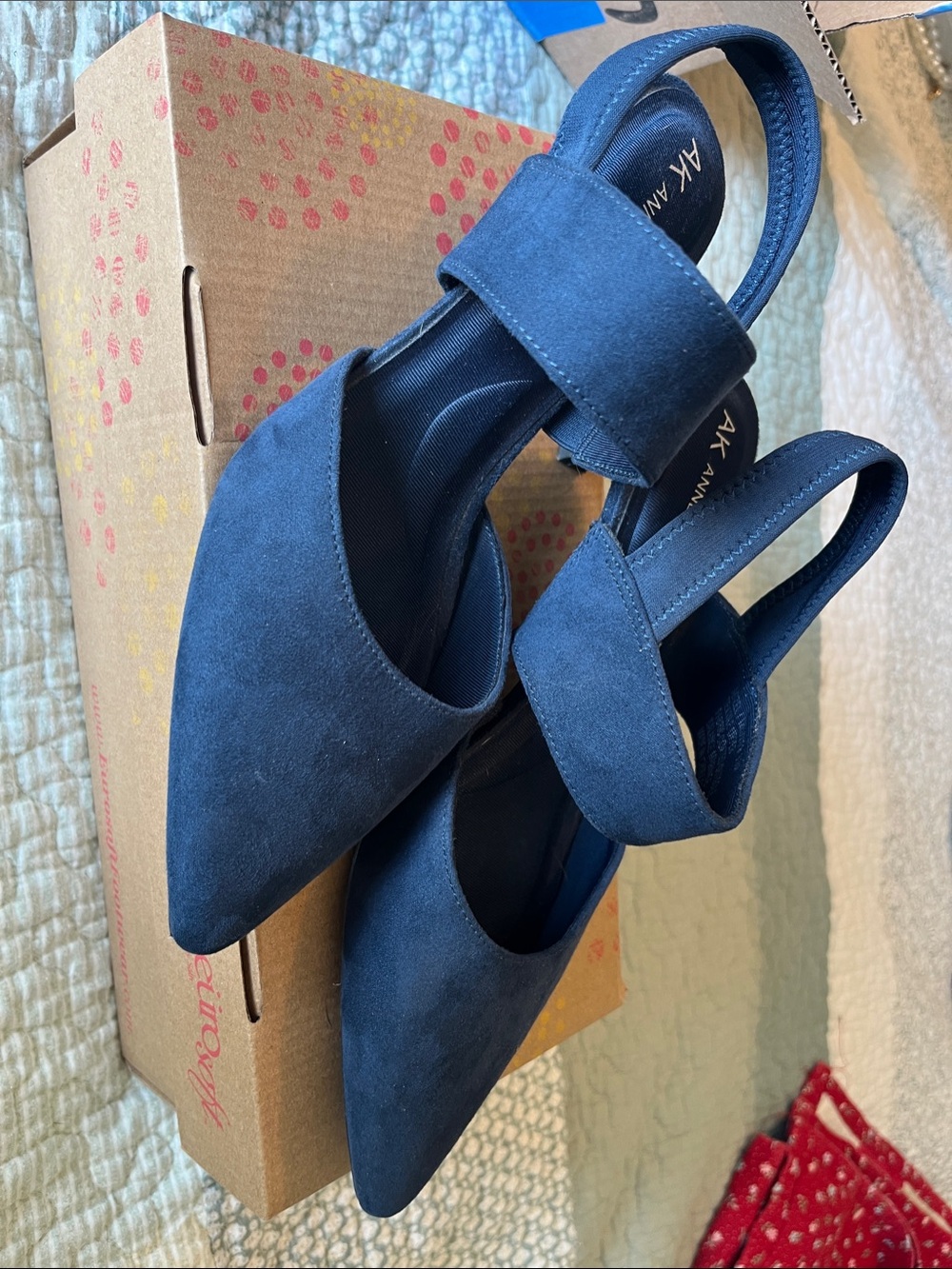 Anne Klein Navy Pointed Slingback low heels - 9 medium